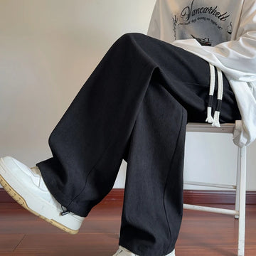 Men's Casual Pants New Korean Fashion Washed Cotton Jogger Wide Leg Straight Trousers Sweatpants Male Pants Big Size M 5XL